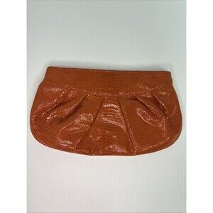 Lorelei Orange Snakeskin Embossed Clutch Shoulder Bag Gold Chain